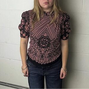 Vivienne Tam Puff Sleeve Mesh Top